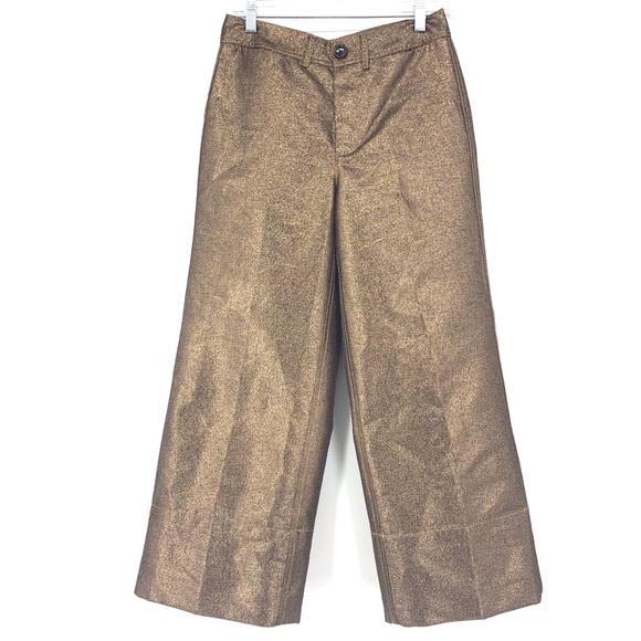 Madewell Emmett Wide Leg Crop Pant Metallic Copper - Picture 2 of 7
